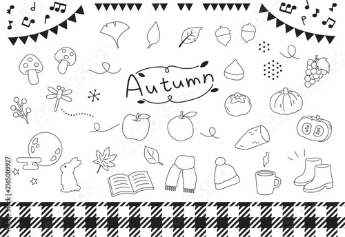 Hand Drawn Autumn Line Art Icon Set