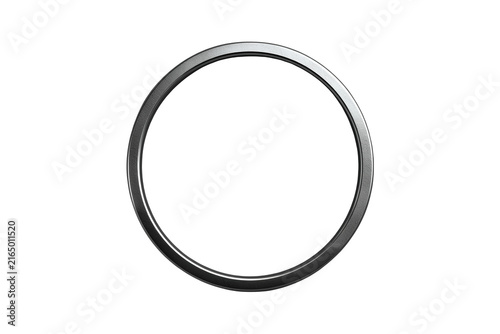 Thin silver and black round ring