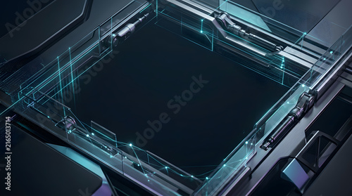 Futuristic digital network infrastructure with glowing blue connections and a central processing core