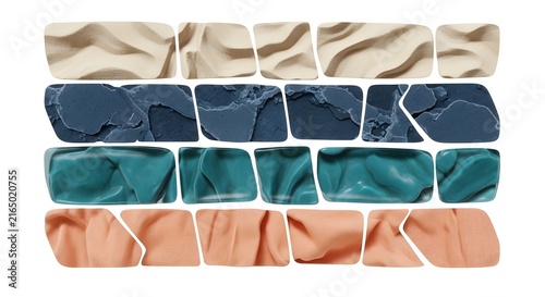 Swatch set of textured rectangular pieces with various materials