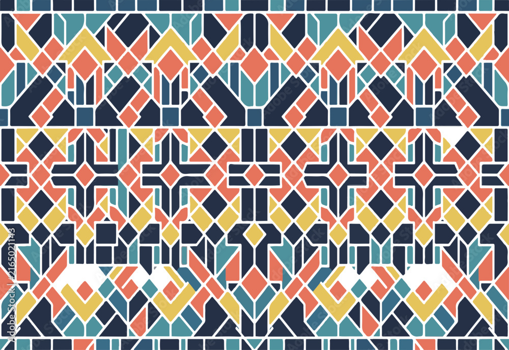 Fototapeta premium Abstract Colorful Geometric Mosaic Pattern with Symmetrical Design