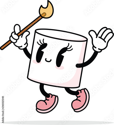 Cute Vintage Marshmallow Painting Character Vector