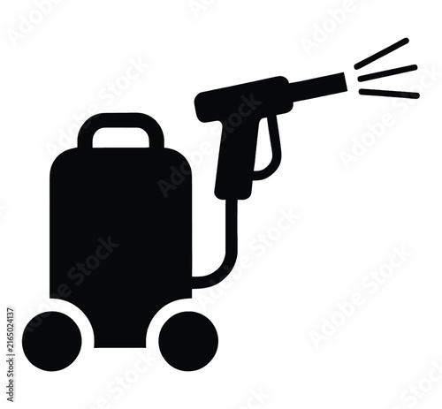 Black icon of a high pressure water washer for home and garden cleaning