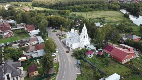Drone spins high above the church