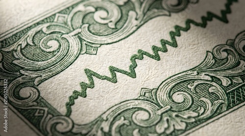 Global economy currency trend showing financial graph on banknote