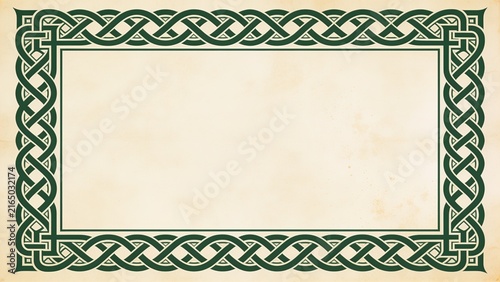 Obraz na płótnie Celtic Knot Ornamental Rectangular Border Frame with Empty Copy Space