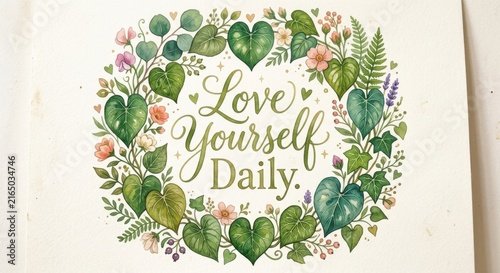 Embrace Self Love Daily with a Heartwarming Floral Typography Design