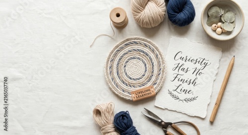 Handmade Cotton Rope Coaster Crafting Supplies with Scissors and Yarn