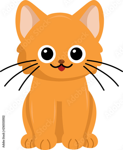 Cute Hand-Drawn Orange Cat Illustration Isolated on White Background
