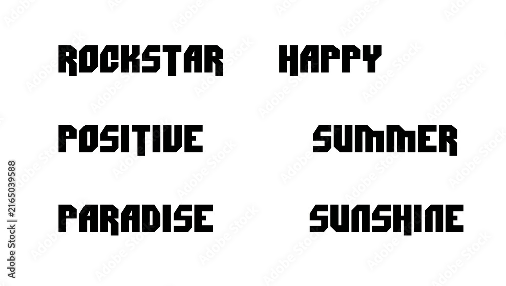 Fototapeta premium Black typographic vector illustration with words rockstar happy