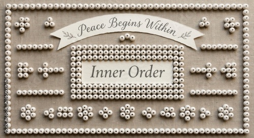 Peace Begins Within Inner Order Carefully Arranged White Ceramic Beads