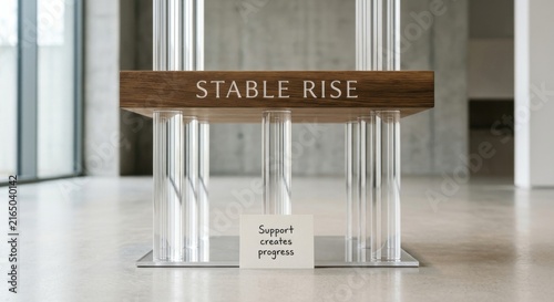 Stable Rise Concept with Acrylic Columns and Inspirational Message