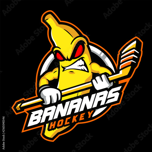 Angry Banana Hockey Esports Mascot Logo Vector