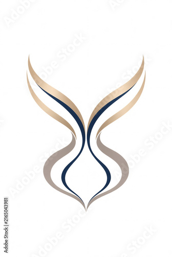  Elegant abstract butterfly logo, symmetrical wings created from flowing minimal geometric curves, simple premium vector style, isolated on pure white background, no text, 