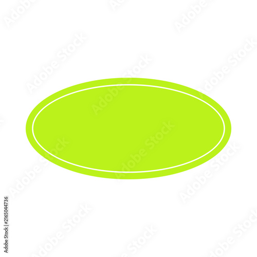 Lime Green Oval Label on White Background