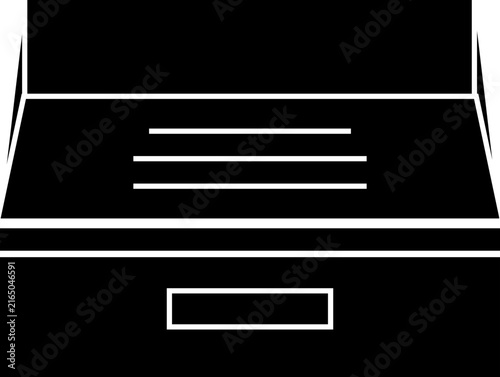 Minimalist graphic design features horizontal white lines on a solid black background.