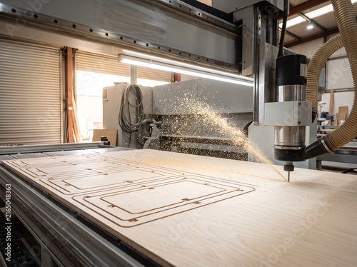 CNC router cutting furniture panels in a joinery workshop