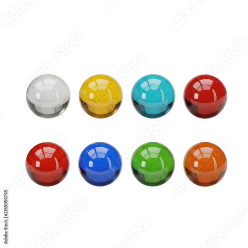 Colorful marbles arranged in a row