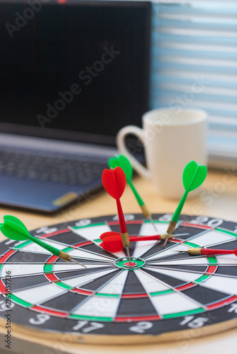 Dart arrow on target for business Competition Concept With One Clear Winning Target