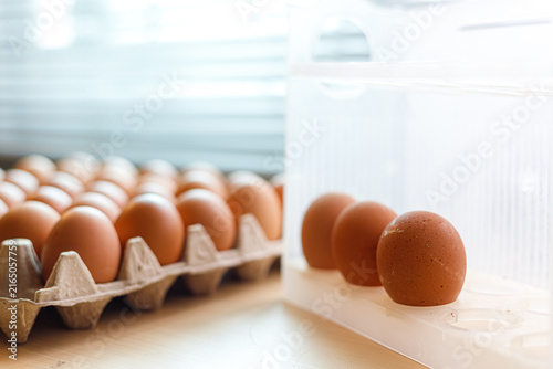Fresh Chicken Eggs Stored for Refrigerator Door with Egg Carton