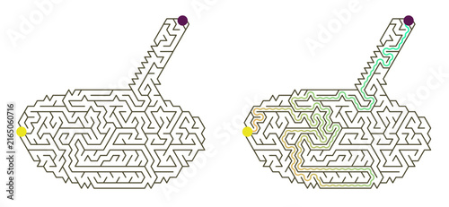 Solved maze vector illustrating two paths in a creative maze layout  