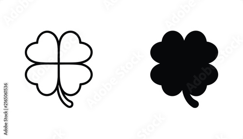 Photography Four leaf clover icons in outline and silhouette styles