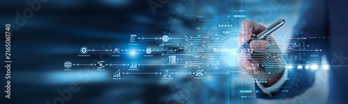 Принти на полотні Business expert point of view using digital pen for Productivity enhancement tools