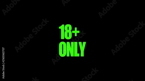 Digital 18 plus restriction animation on black background. 4k video