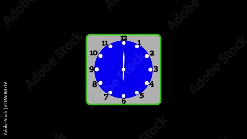 3D new blue color wall clock Beautiful design on black background. rs_783