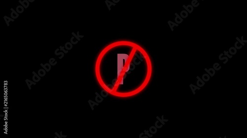 Animated no parking sign graphic design red black circle transportation traffic 4k ultra hd. No parking symbol motion graphics animation abstract red black circle road safety loop.