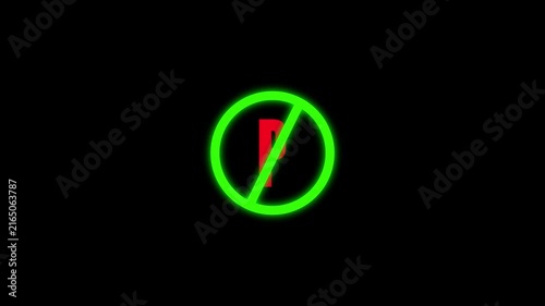Animated no parking sign graphic design red black circle transportation traffic 4k ultra hd. No parking symbol motion graphics animation abstract red black circle road safety loop.