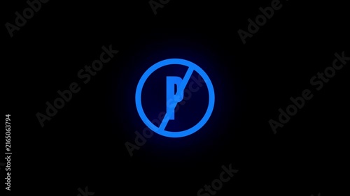 Animated no parking sign graphic design red black circle transportation traffic 4k ultra hd. No parking symbol motion graphics animation abstract red black circle road safety loop.