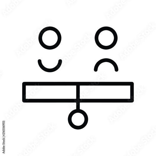 Icon of two people on a seesaw representing balance and comparison