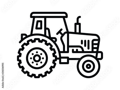 Simple line art icon of a farm tractor