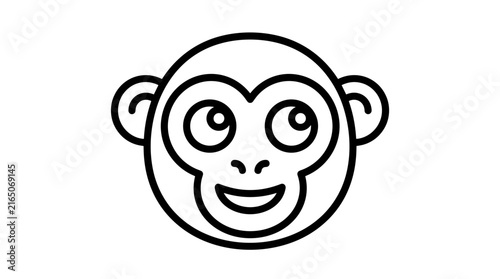 Photography Playful monkey face icon, simple line art illustration, isolated on white backgr