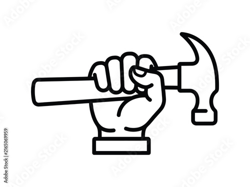 Hand holding a hammer icon