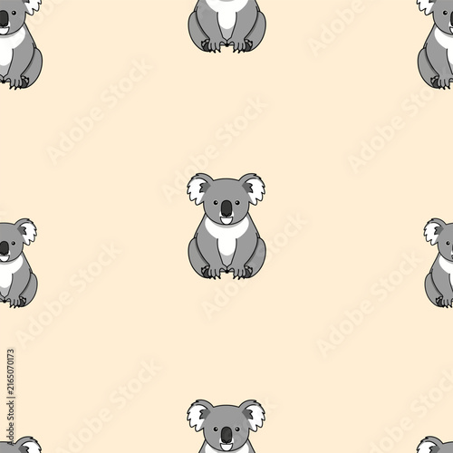 Canvas Print Cute sleeping koala on tree branch seamless pattern background for nursery fabri