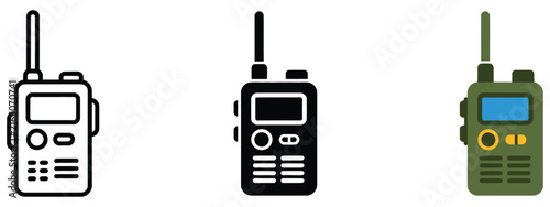 walkie talkie vector illustration, flat editable two way radio icon, wireless communication device, safety equipment, event coordination, emergency response, portable communication technology, securit