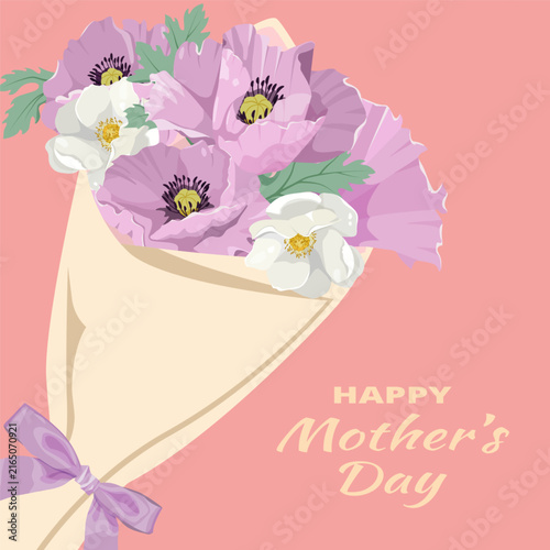 Mother's Day greeting cards with a bouquet of poppies.