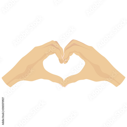 The heart symbol is a person making a heart shape with their hands.