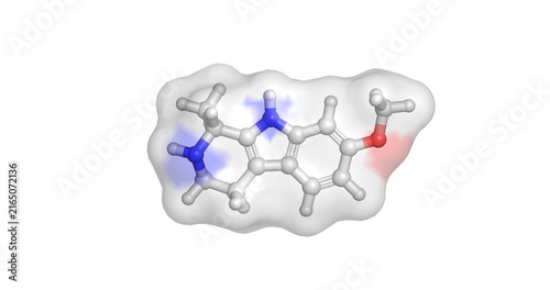 Fotografie Tetrahydroharmine (THH), beta-carboline alkaloid that inhibits MAO and serotonin