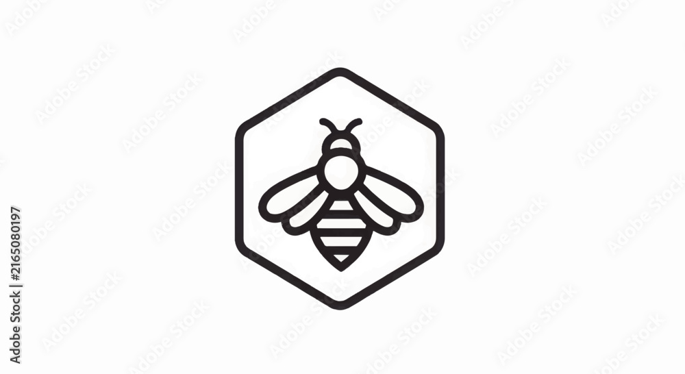 Fototapeta premium Bee Icon in Hexagon Simple Design.