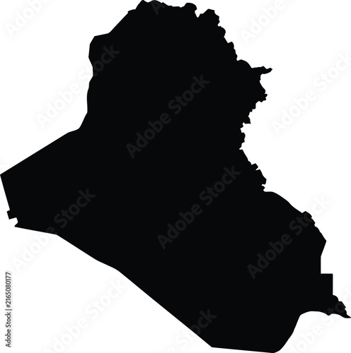 Iraq black map silhouette isolated on transparent background for geography design projects.