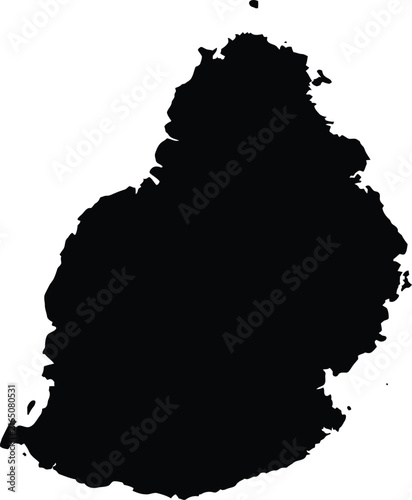 Mauritius island vector silhouette map isolated on transparent background for travel design work.