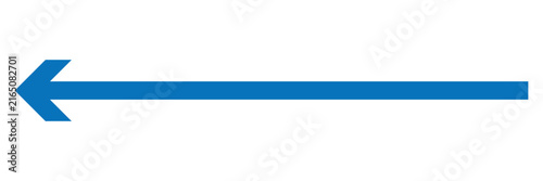 A premium ocean blue long arrow vector pointing to the left side. Best arrow icon vector with sharp edge=. isolated on white background.
