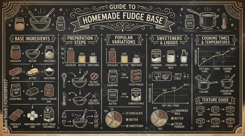 Comprehensive Guide to Homemade Fudge Base Chalkboard Infographic with Ingredients and Steps