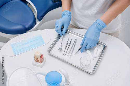 Sterile Dental Instruments Prepared for Checkup