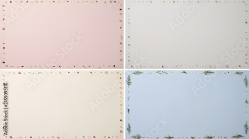 Collage of four pastel background cards with delicate decorative borders background delicate decorative stationery