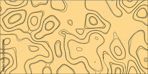 Abstract organic contour lines on a light tan background creating a topographic map like pattern vector