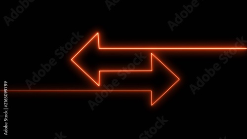 Canvastavla Glowing Neon Exchange and Transfer Arrows Icon on Black Background